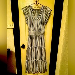 Blue Ruffled Tiered Midi Sundress